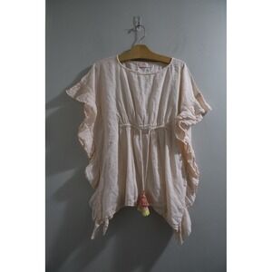 LISON Paris‎ Kids Pink Gauze Kaftan Tassel Drawstring Beach Cover Up Tunic Top